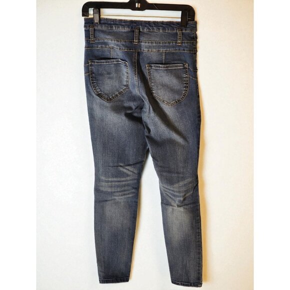 Vylette High Rise Skinny Jeans Distressed Denim Triple Button Waist Size 7 /28W - Picture 4 of 11